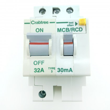Crabtree PoleStar 6023/323 32A 32 Amp 30mA RCBO 2 Double Pole Circuit Breaker Type 3